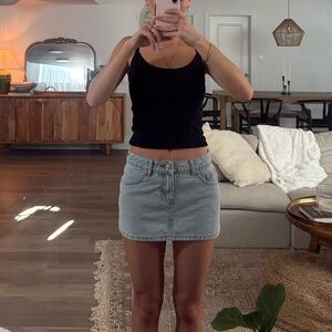 Edikted Light Blue Denim Mini Skirt